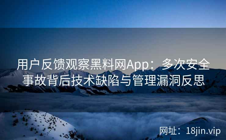 用户反馈观察黑料网App：多次安全事故背后技术缺陷与管理漏洞反思